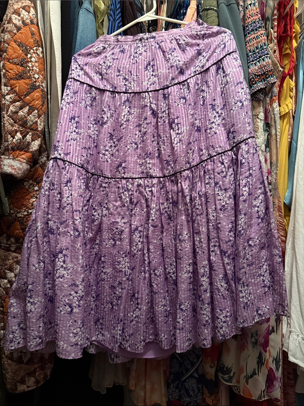 Ulla Johnson Lavender Floral Tiered Maxi Skirt